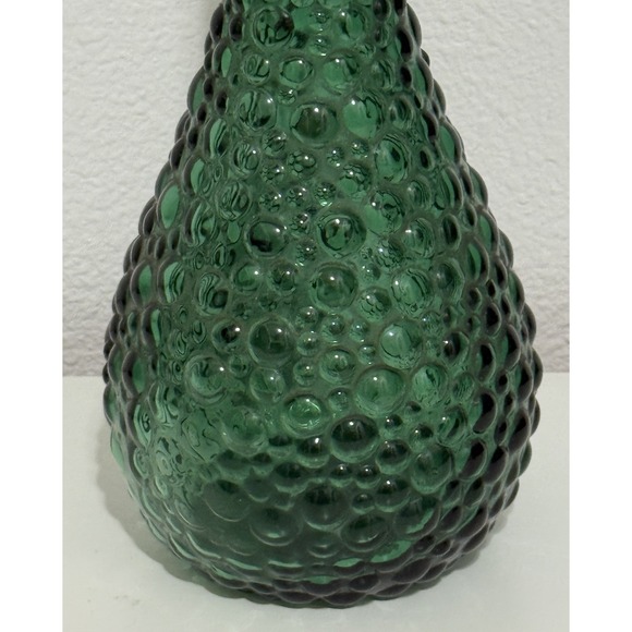 Vintage MCM Green Hobnail Glass Decanter Genie Bottle 21" - Picture 3 of 12